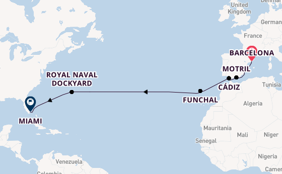 Transatlantic from Barcelona, Spain with the Sonata (Oceania)