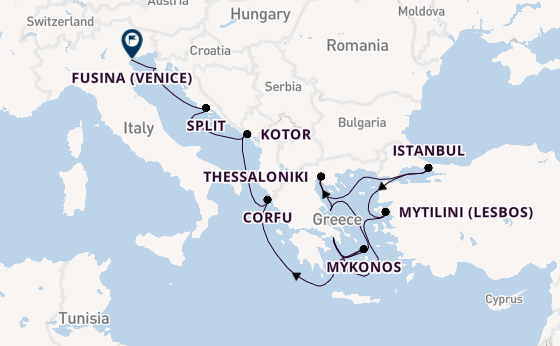 Eastern Mediterranean from Piraeus (Athens), Greece with the EXPLORA I