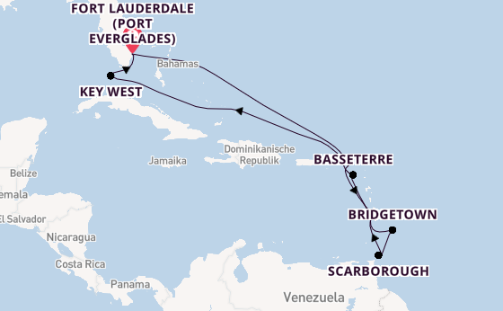 Karibik ab Fort Lauderdale (Port Everglades), USA auf der Nieuw Amsterdam