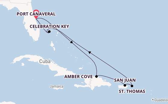 Caribbean from Port Canaveral, Florida, USA with the Carnival Vista