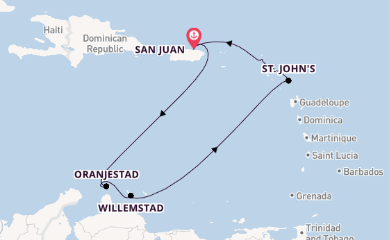Caribbean from San Juan, Puerto Rico with the Scarlet Lady