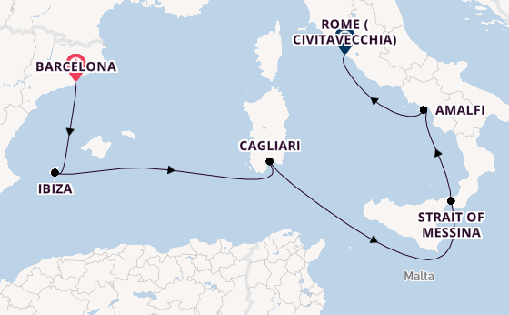 Western Mediterranean from Barcelona, Spain with the Queen Victoria