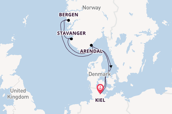 Noorwegen vanaf Kiel, Duitsland met de VASCO DA GAMA