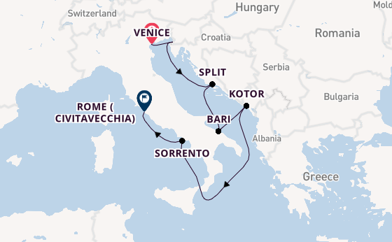 Mediterranean Sea from Venice, Italy with the Silver Ray