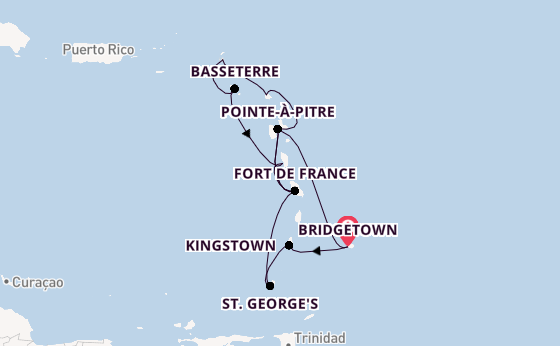 Southern Caribbean from Bridgetown, Barbados with the MSC Meraviglia