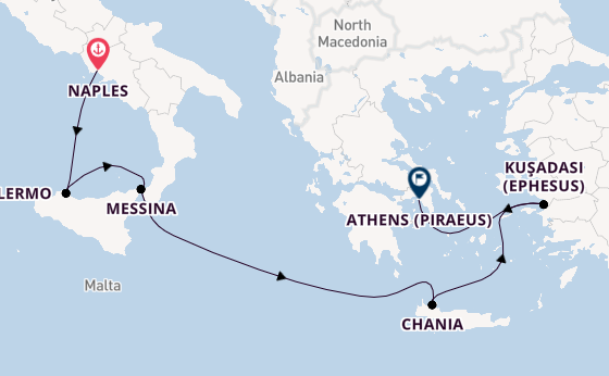 Mediterranean Sea from Naples, Italy with the Sun Princess