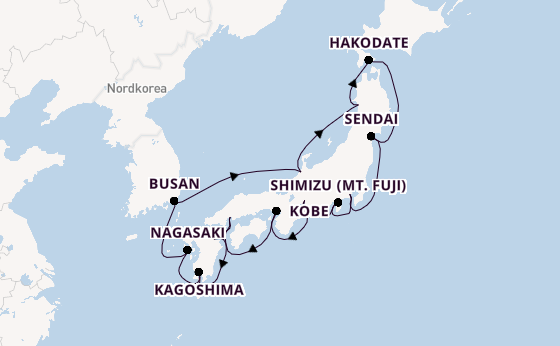 Japan ab Yokohama (Tokio), Japan auf der Norwegian Jade