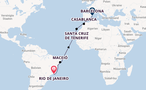 Transatlantik ab Rio de Janeiro, Brasilien auf der MSC Divina