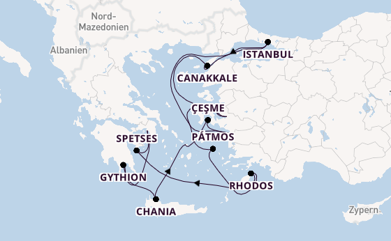 Östliches Mittelmeer ab Piräus (Athen), Griechenland auf der Seabourn Quest