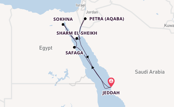 Midden-Oosten vanaf Jeddah, Saudi-Arabië met de Explora V
