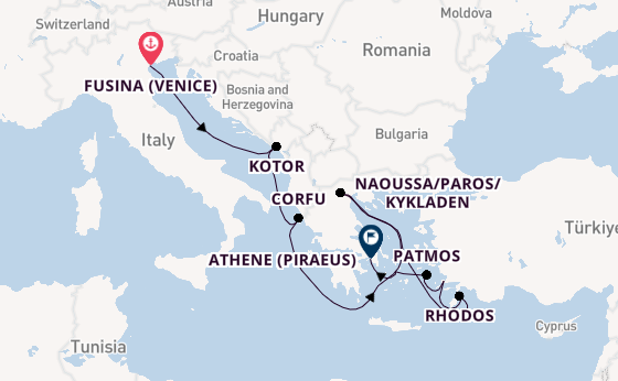 Oostelijke Middellandse Zee vanaf Fusina (Venice) met de EXPLORA II