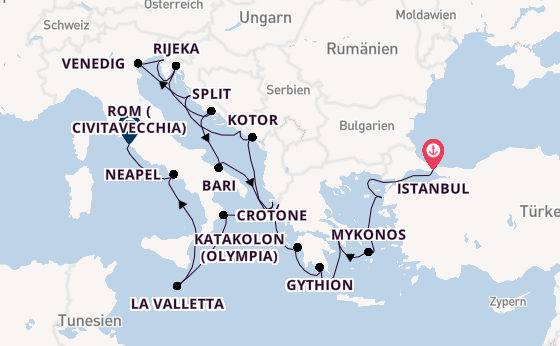 Mittelmeer ab Istanbul, Türkei auf der Sirena