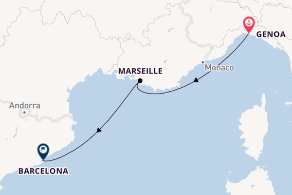 Western Mediterranean from Genoa, Italy with the MSC Magnifica