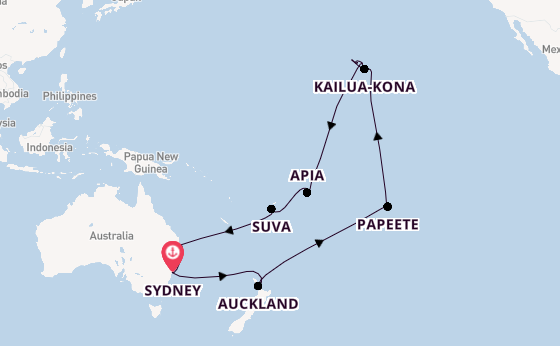 Polynesië vanaf Sydney, Australië met de Grand Princess