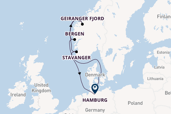 Noorwegen vanaf Kiel, Duitsland met AIDAnova