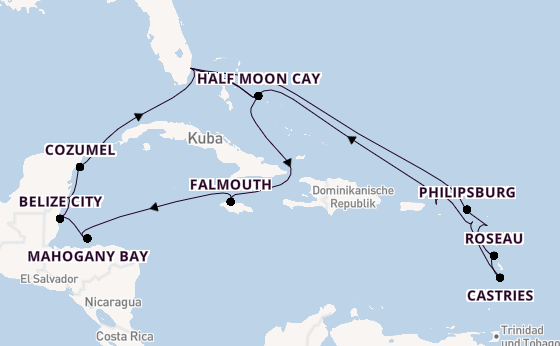 Karibik ab Fort Lauderdale (Port Everglades), USA auf der Rotterdam