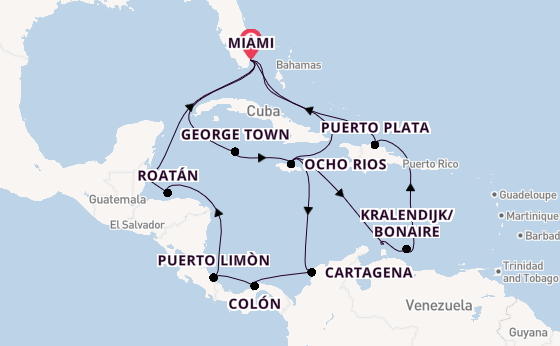 Caribbean from Miami, Florida, USA with the MSC Poesia
