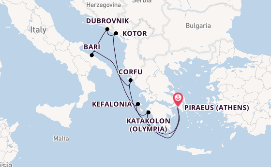 Eastern Mediterranean from Piraeus (Athens), Greece with the Celestyal Journey
