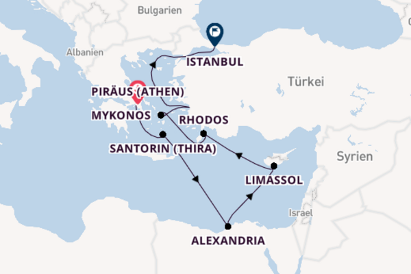 Östliches Mittelmeer ab Piräus (Athen), Griechenland auf der Norwegian Viva