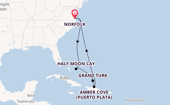 Karibik ab Norfolk, USA auf der Carnival Freedom 