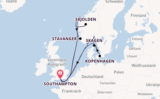 Norwegen ab Southampton, Großbritannien auf der Sky Princess