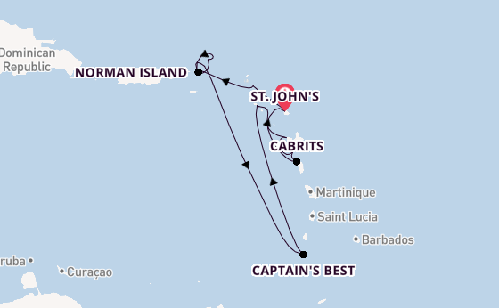 Caribbean vanaf St. John's, Antigua, Antigua en Barbuda met de Star Clipper