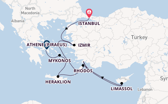 Oostelijke Middellandse Zee vanaf Istanbul, Turkije met de Seven Seas Voyager