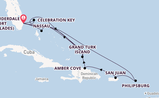 Caribbean from Fort Lauderdale (Port Everglades), Florida, USA with the Regal Princess