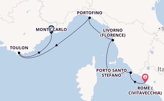 Western Mediterranean from Rome (Civitavecchia), Italy with the Silver Ray