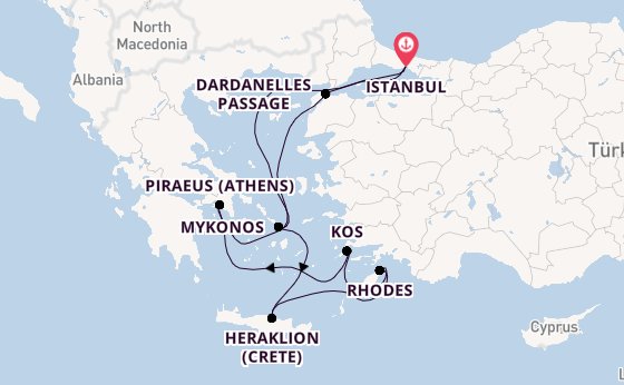 Eastern Mediterranean from Istanbul, Turkey with the Costa Pacifica