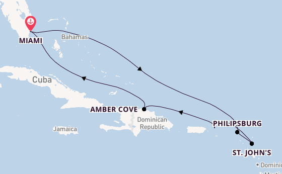 Caribbean from Miami, Florida, USA with the MSC Seashore