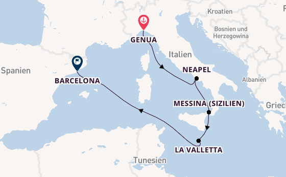 Westliches Mittelmeer ab Genua, Italien auf der MSC Magnifica