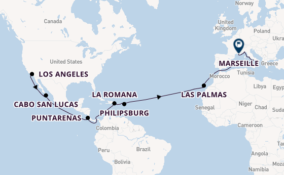 trans-Atlantisch vanaf Los Angeles, Verenigde Staten met de MSC Magnifica
