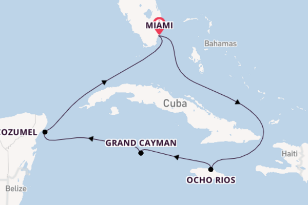 Western Caribbean from Miami, Florida with the Carnival Horizon