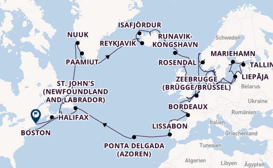 Transatlantik ab New York auf der Aurelia