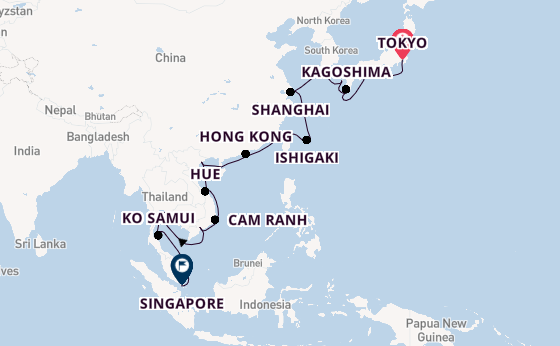 South East Asia from Tokyo, Japan with the Nautica
