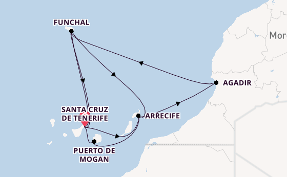 Canary Islands from Santa Cruz de Tenerife, Spain with the Azura