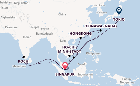 Südostasien ab Singapur, Singapur auf der Silver Muse