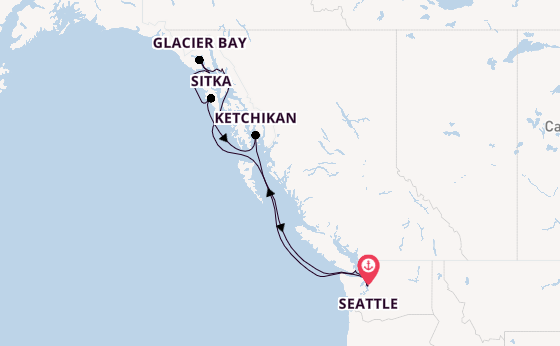 Alaska vanaf Seattle, Verenigde Staten met de Eurodam