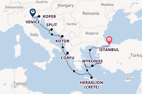 Eastern Mediterranean from Istanbul, Turkey with the Norwegian Pearl