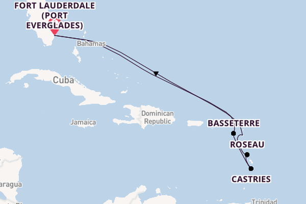 Southern Caribbean from Fort Lauderdale (Port Everglades), Florida with the Celebrity Eclipse