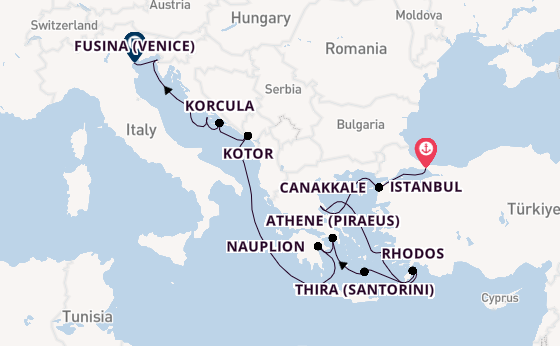 Oostelijke Middellandse Zee vanaf Istanbul, Turkije met de Seabourn Ovation