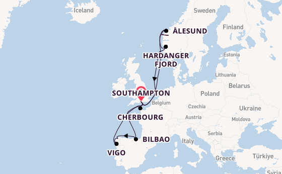 Norway from Southampton, England with the Arvia