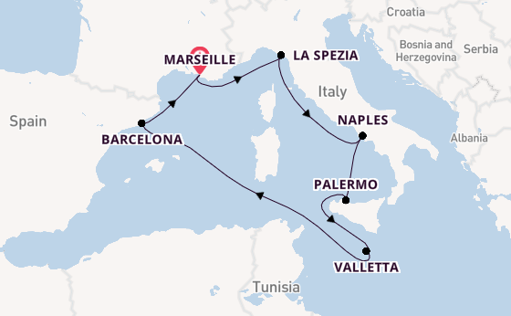 Western Mediterranean from Marseille, France with the MSC Seaview