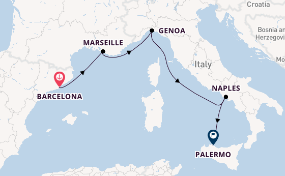 Western Mediterranean from Barcelona, Spain with the MSC Euribia