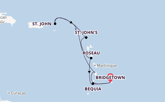 Southern Caribbean from Bridgetown, Barbados with the Silver Spirit