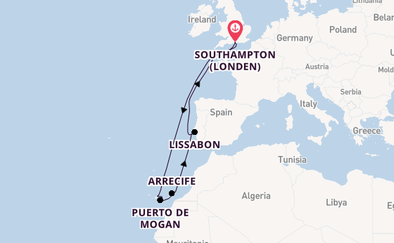 Canarische Eilanden vanaf Southampton (Londen), Engeland met de Queen Elizabeth