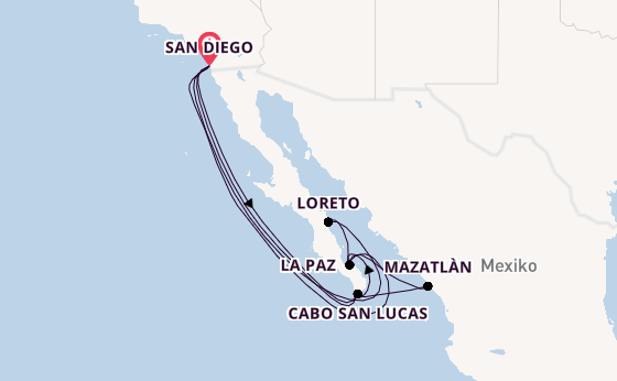 Mexikanische Riviera ab San Diego, USA auf der Zuiderdam