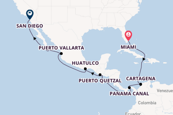 Cruise from Miami to San Diego via Cartagena