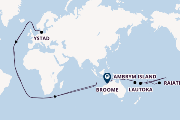 Australia from Papeete, Tahiti, French Polynesia with the Seabourn Pursuit